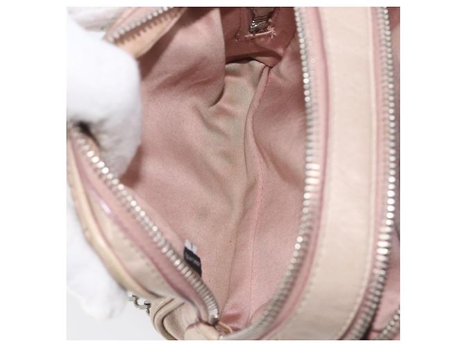 Miu Miu Matelasse Chain Shoulder Bag Leather Beige Silver - vista 11