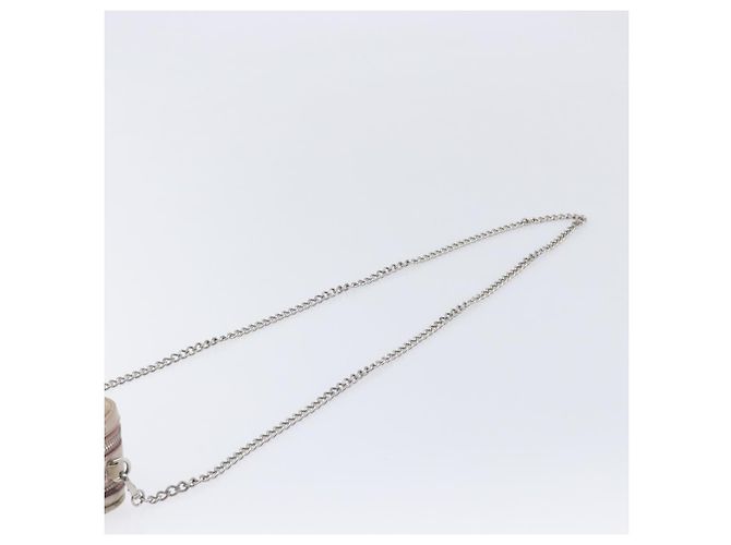 Miu Miu Matelasse Chain Shoulder Bag Leather Beige Silver - vista 14