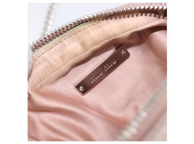 Miu Miu Matelasse Chain Shoulder Bag Leather Beige Silver - vista 21