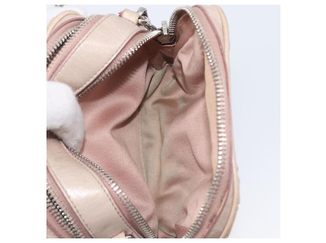 Miu Miu Matelasse Chain Shoulder Bag Leather Beige Silver - vista 24