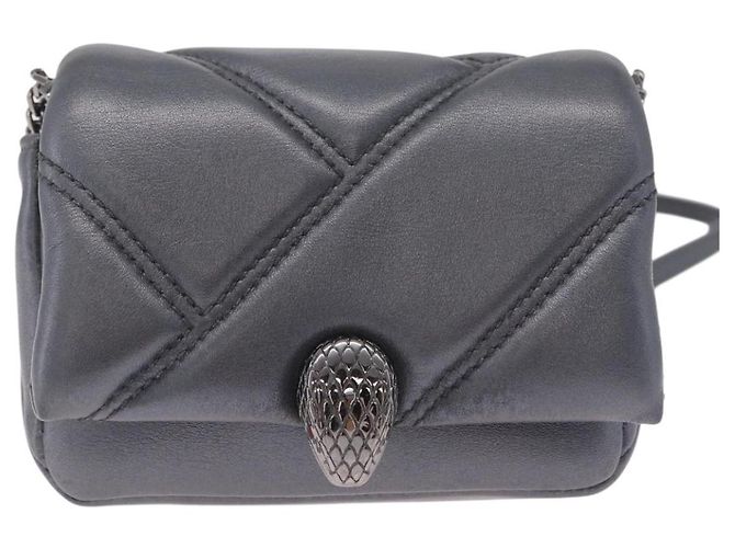 Bulgari BVLGARI Serpenti Chain Shoulder Bag Leather Gray Silver - vista 13