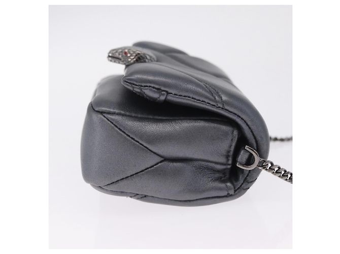 Bulgari BVLGARI Serpenti Chain Shoulder Bag Leather Gray Silver - vista 3