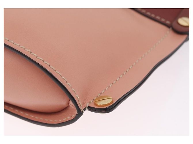 Chloé Chloe Abby Rocky Shoulder Bag Leather Pink Gold Tone - vista 12