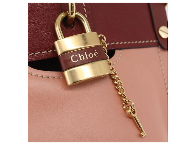 Chloé Chloe Abby Rocky Shoulder Bag Leather Pink Gold Tone - vista 15