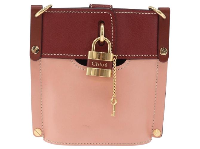 Chloé Chloe Abby Rocky Shoulder Bag Leather Pink Gold Tone - vista 2