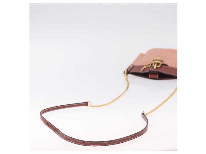 Chloé Chloe Abby Rocky Shoulder Bag Leather Pink Gold Tone - vista 7