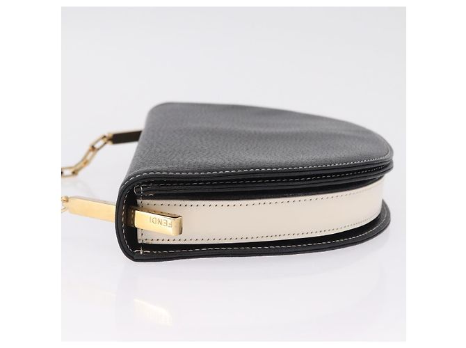 FENDI Shoulder Bag Leather Black Gold - vista 4