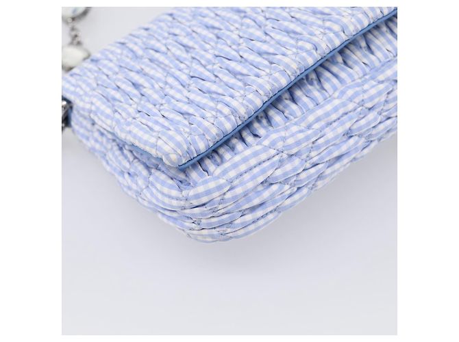 Miu Miu Matelasse Hand Bag Cotton 2way Blue Silver - vista 17