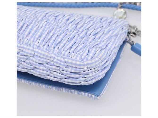 Miu Miu Matelasse Hand Bag Cotton 2way Blue Silver - vista 18
