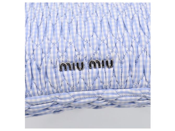 Miu Miu Matelasse Hand Bag Cotton 2way Blue Silver - vista 20