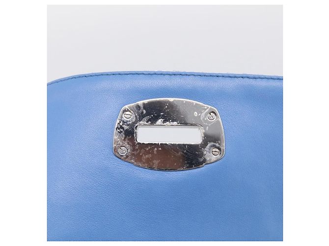 Miu Miu Matelasse Hand Bag Cotton 2way Blue Silver - vista 23