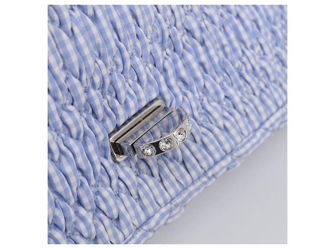 Miu Miu Matelasse Hand Bag Cotton 2way Blue Silver - vista 24