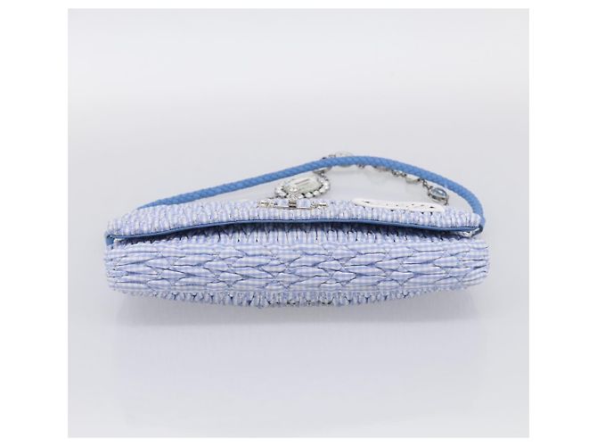 Miu Miu Matelasse Hand Bag Cotton 2way Blue Silver - vista 5