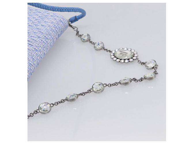 Miu Miu Matelasse Hand Bag Cotton 2way Blue Silver - vista 8