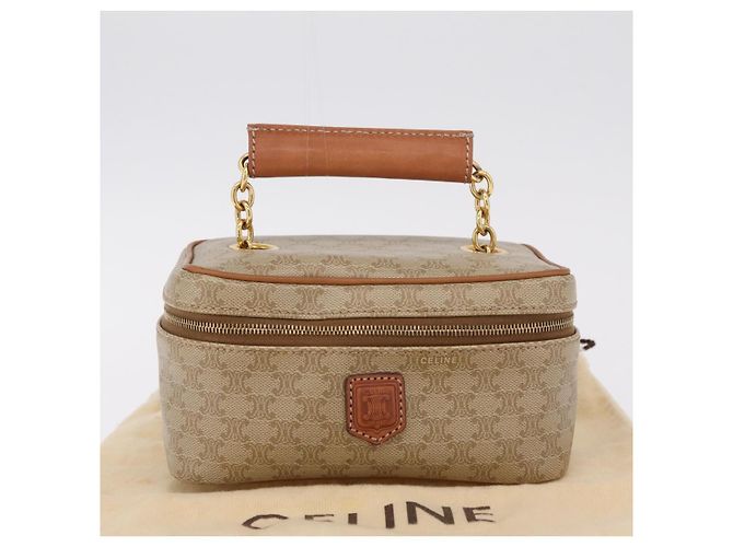 Céline CELINE Macadam Canvas Vanity Hand Bag PVC Beige Gold - vista 12