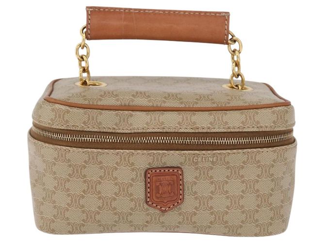 Céline CELINE Macadam Canvas Vanity Hand Bag PVC Beige Gold - vista 13