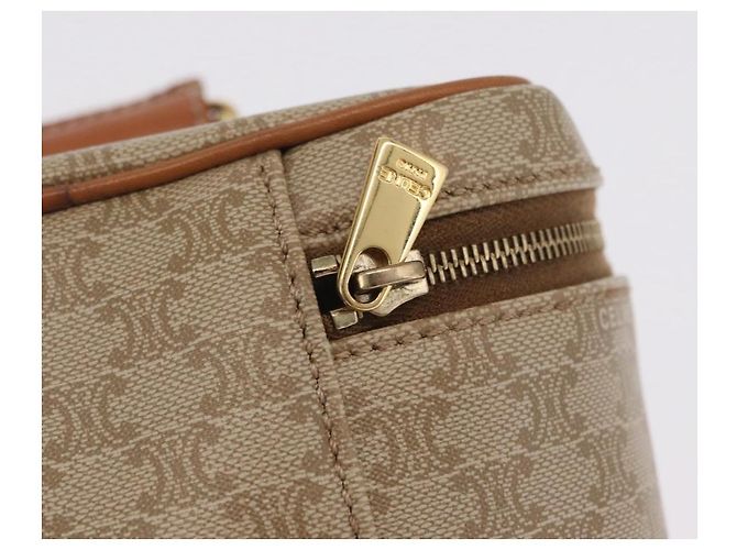 Céline CELINE Macadam Canvas Vanity Hand Bag PVC Beige Gold - vista 18