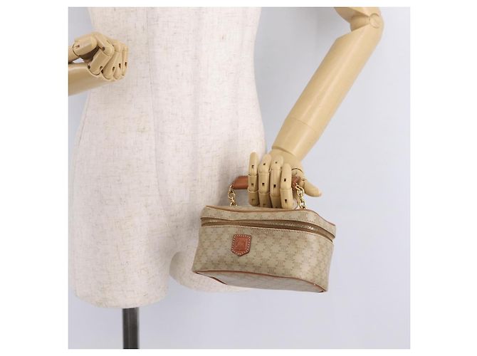 Céline CELINE Macadam Canvas Vanity Hand Bag PVC Beige Gold - vista 23