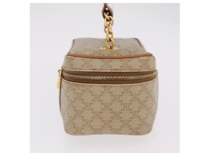 Céline CELINE Macadam Canvas Vanity Hand Bag PVC Beige Gold - vista 4