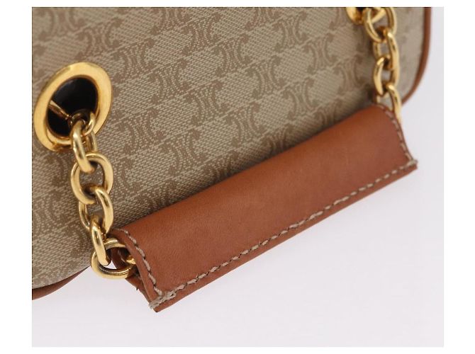 Céline CELINE Macadam Canvas Vanity Hand Bag PVC Beige Gold - vista 7