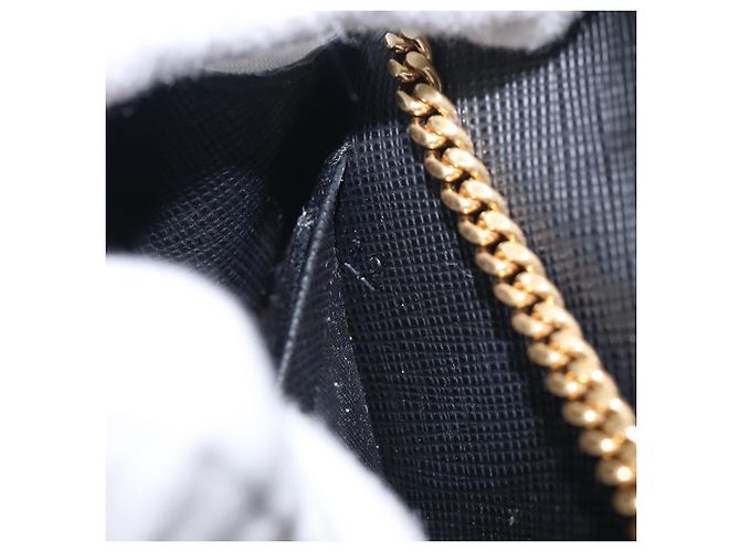 PRADA Chain Shoulder Bag Safiano Leather Black Gold - vista 11