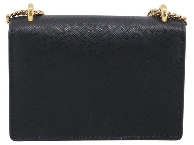 PRADA Chain Shoulder Bag Safiano Leather Black Gold - vista 2