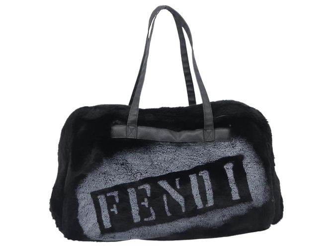 FENDI Tote Bag Acrylic Fur Black - vista 3