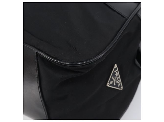 PRADA Hand Bag Nylon Leather Black Silver - vista 10
