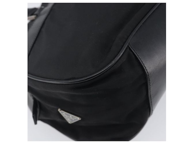 PRADA Hand Bag Nylon Leather Black Silver - vista 13