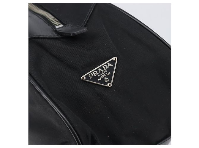 PRADA Hand Bag Nylon Leather Black Silver - vista 14