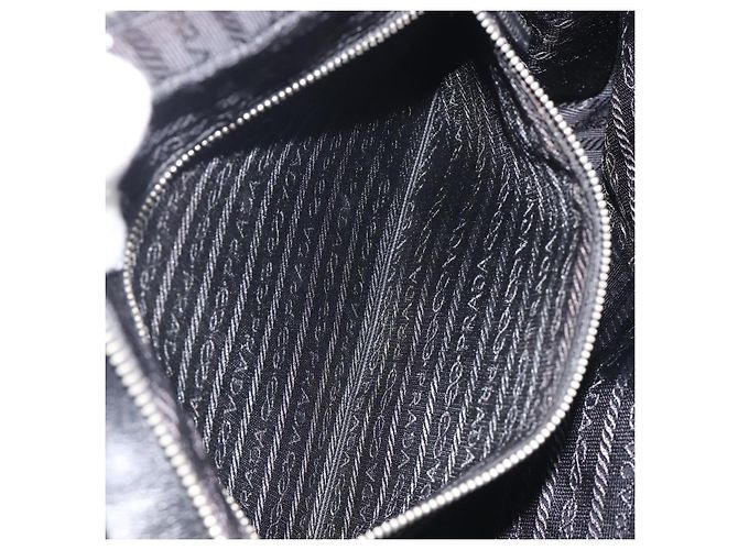 PRADA Hand Bag Nylon Leather Black Silver - vista 24