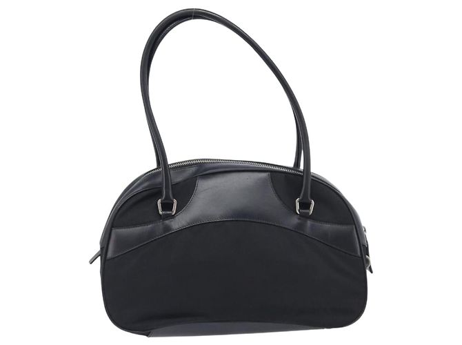 PRADA Hand Bag Nylon Leather Black Silver - vista 3