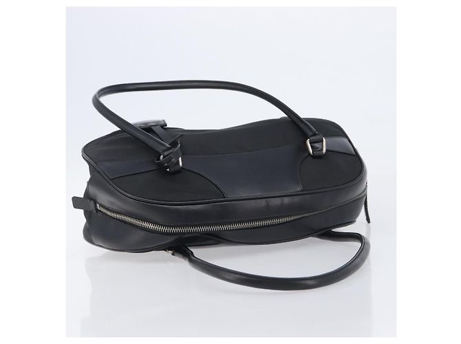 PRADA Hand Bag Nylon Leather Black Silver - vista 6