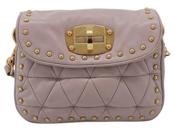 Miu Miu Shoulder Bag Leather Pink Gold - vista 2