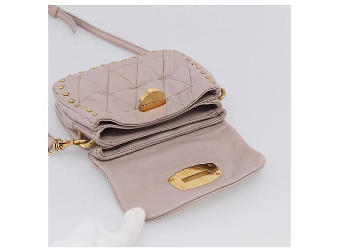 Miu Miu Shoulder Bag Leather Pink Gold - vista 21