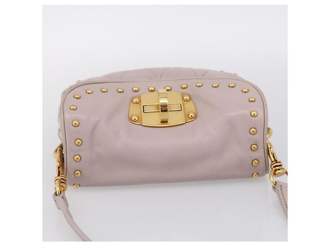 Miu Miu Shoulder Bag Leather Pink Gold - vista 6