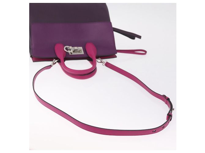 Salvatore Ferragamo Studio Bag Small Leather 2way Purple Silver - vista 10