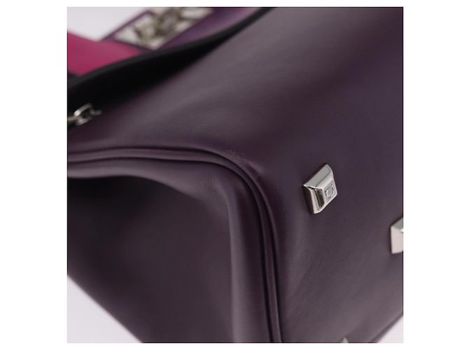 Salvatore Ferragamo Studio Bag Small Leather 2way Purple Silver - vista 17