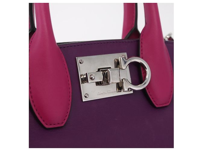 Salvatore Ferragamo Studio Bag Small Leather 2way Purple Silver - vista 21