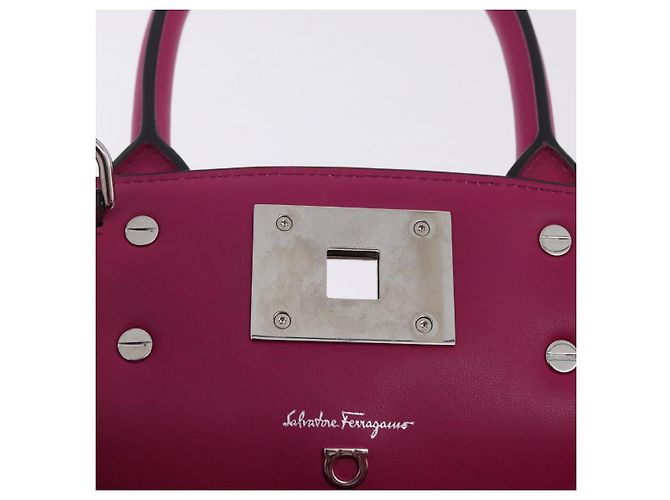 Salvatore Ferragamo Studio Bag Small Leather 2way Purple Silver - vista 22
