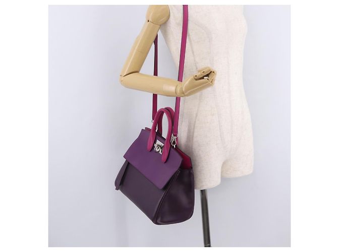 Salvatore Ferragamo Studio Bag Small Leather 2way Purple Silver - vista 30