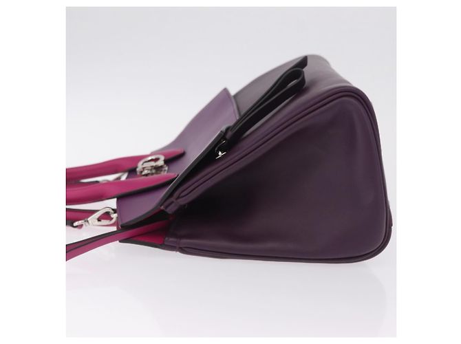 Salvatore Ferragamo Studio Bag Small Leather 2way Purple Silver - vista 5