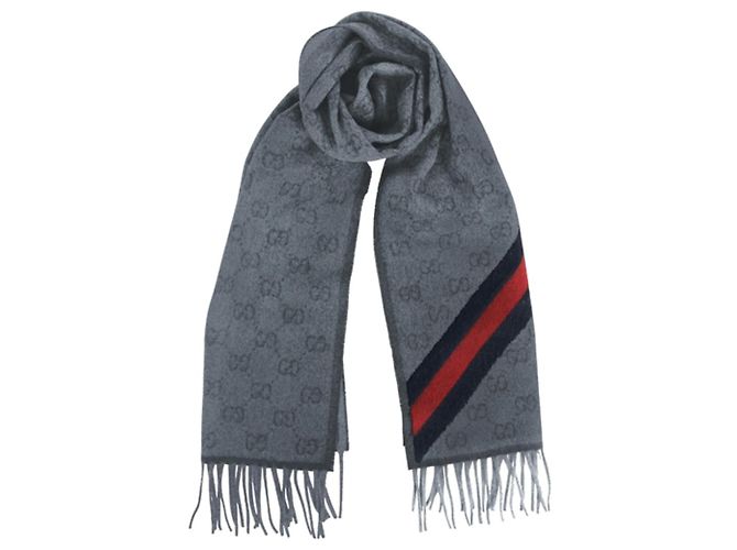 Bufanda Gucci Web de lana gris - vista 2