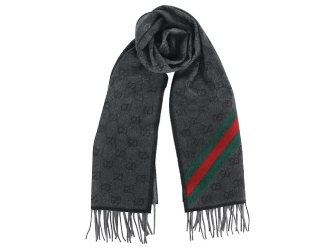 Bufanda Gucci Web de lana gris - vista 4