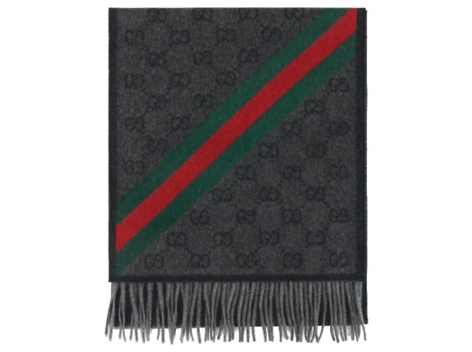Bufanda Gucci Web de lana gris - vista 5