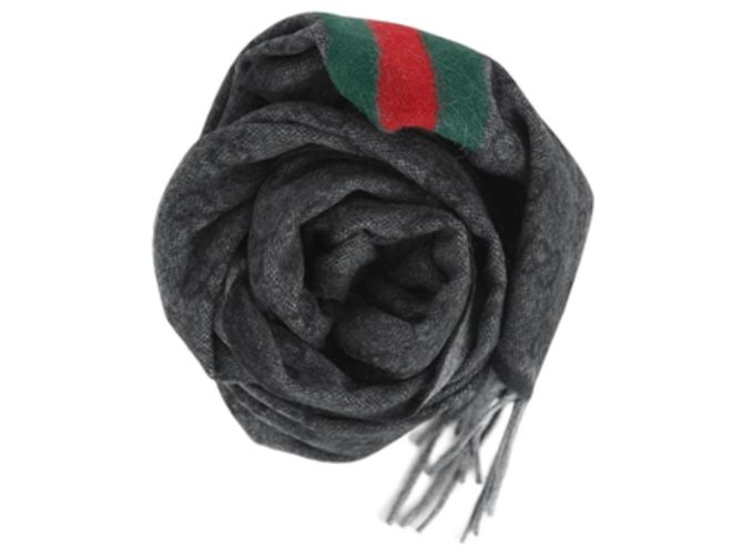 Bufanda Gucci Web de lana gris - vista 7