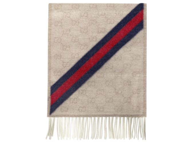 Bufanda Gucci Web de lana gris - vista 9