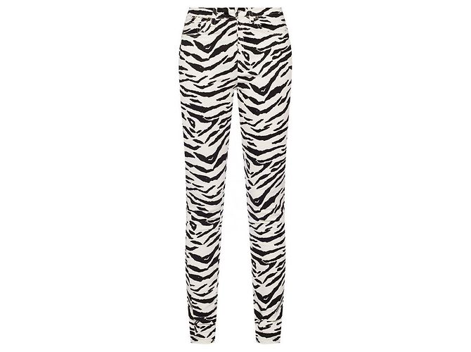 Autre Marque Vaqueros SAINT LAURENT con estampado de cebra Negro Blanco - vista 5