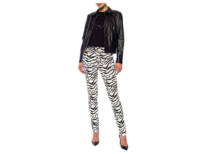 Autre Marque Vaqueros SAINT LAURENT con estampado de cebra Negro Blanco - vista 8