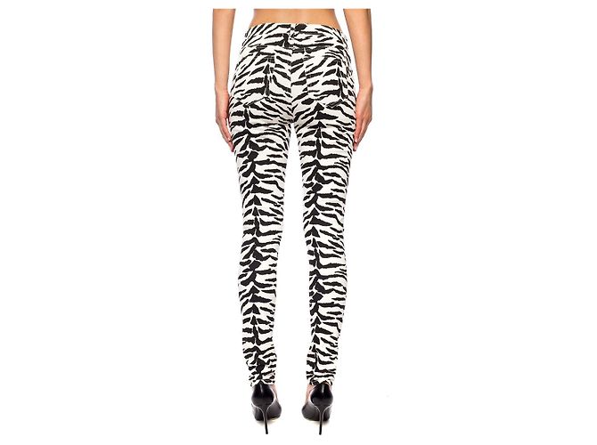 Autre Marque Vaqueros SAINT LAURENT con estampado de cebra Negro Blanco - vista 9
